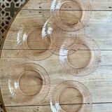 Set of 6 vintage Arcoroc rosaline soup plates