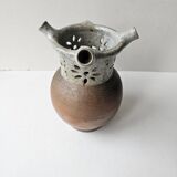 Unusual ceramic vase, Puisaye type, signed (signature to be identified)