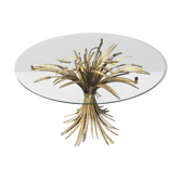 Vintage gilt metal sheaf of wheat coco chanel coffee table, 1960s