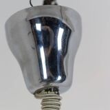 Industrial style suspension in brushed metal and opaline. 1970s.