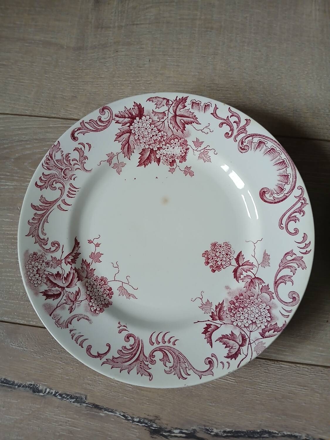 6 antique ironstone dinner plates