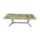 Vintage coffee table 70s chrome base and top resin effect marble green water
