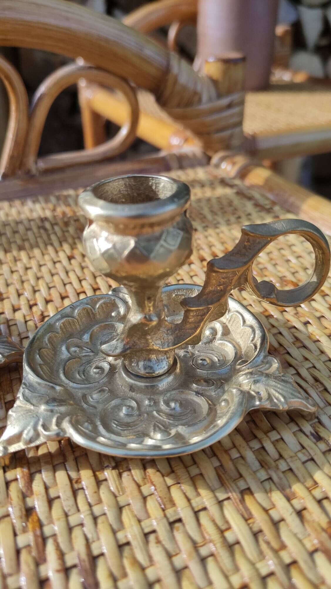Pair of vintage solid brass candle holders