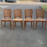 4 Louis XV chairs in solid wood and cane