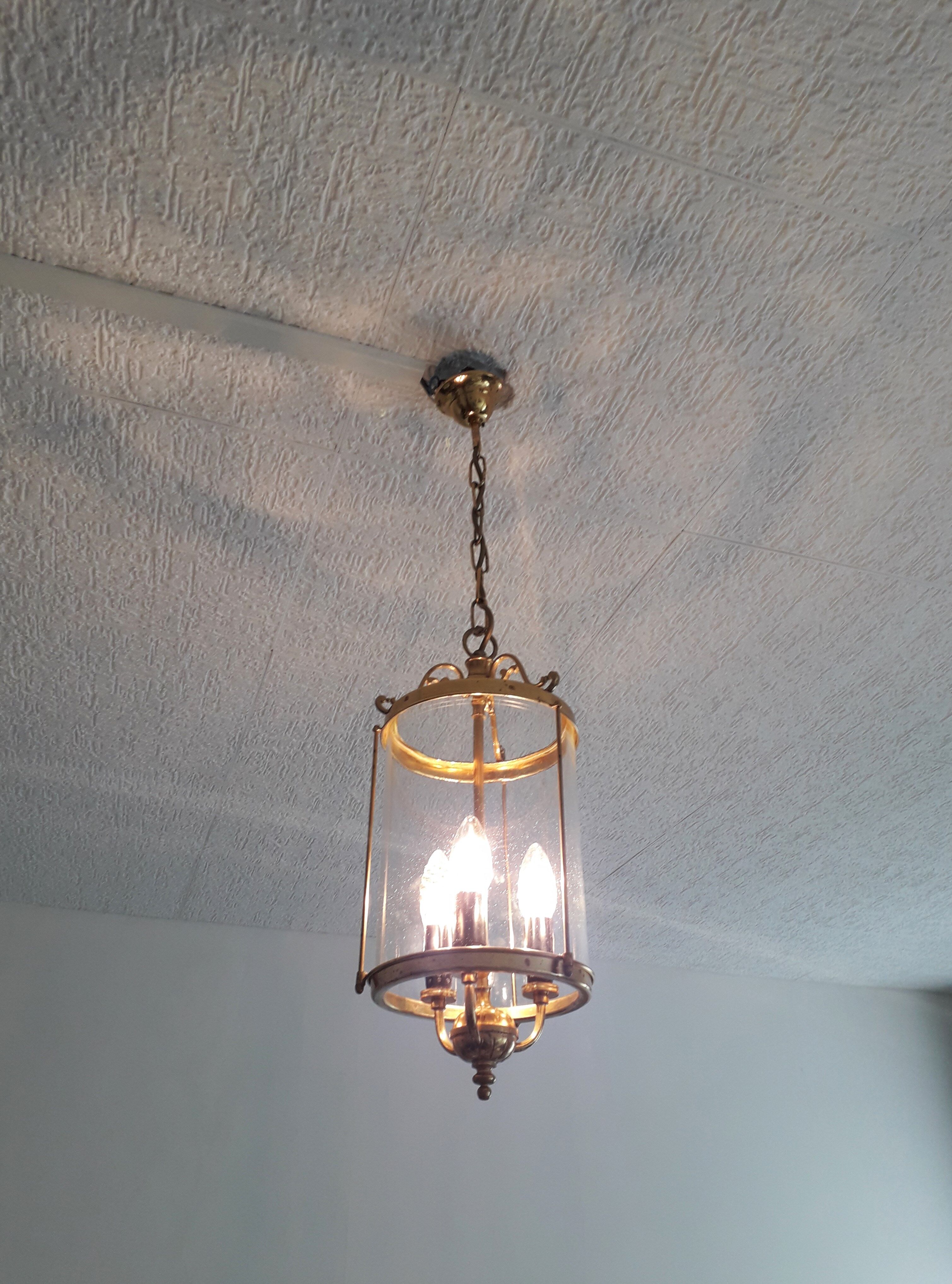 Old entrance hall lantern - 3 fires - convex glass - 50s