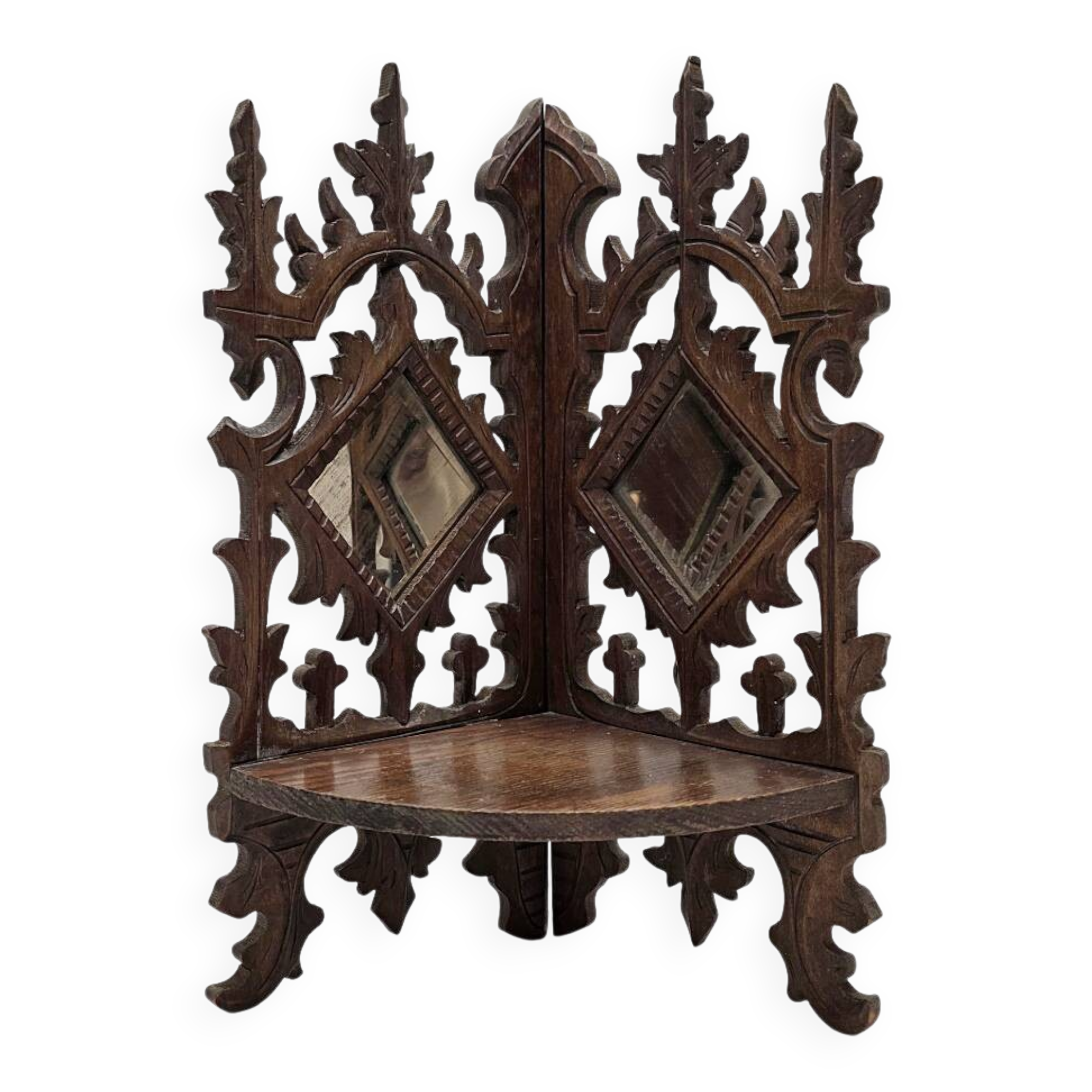 Console d'angle murale antique de style gothique français, fin des années 1800