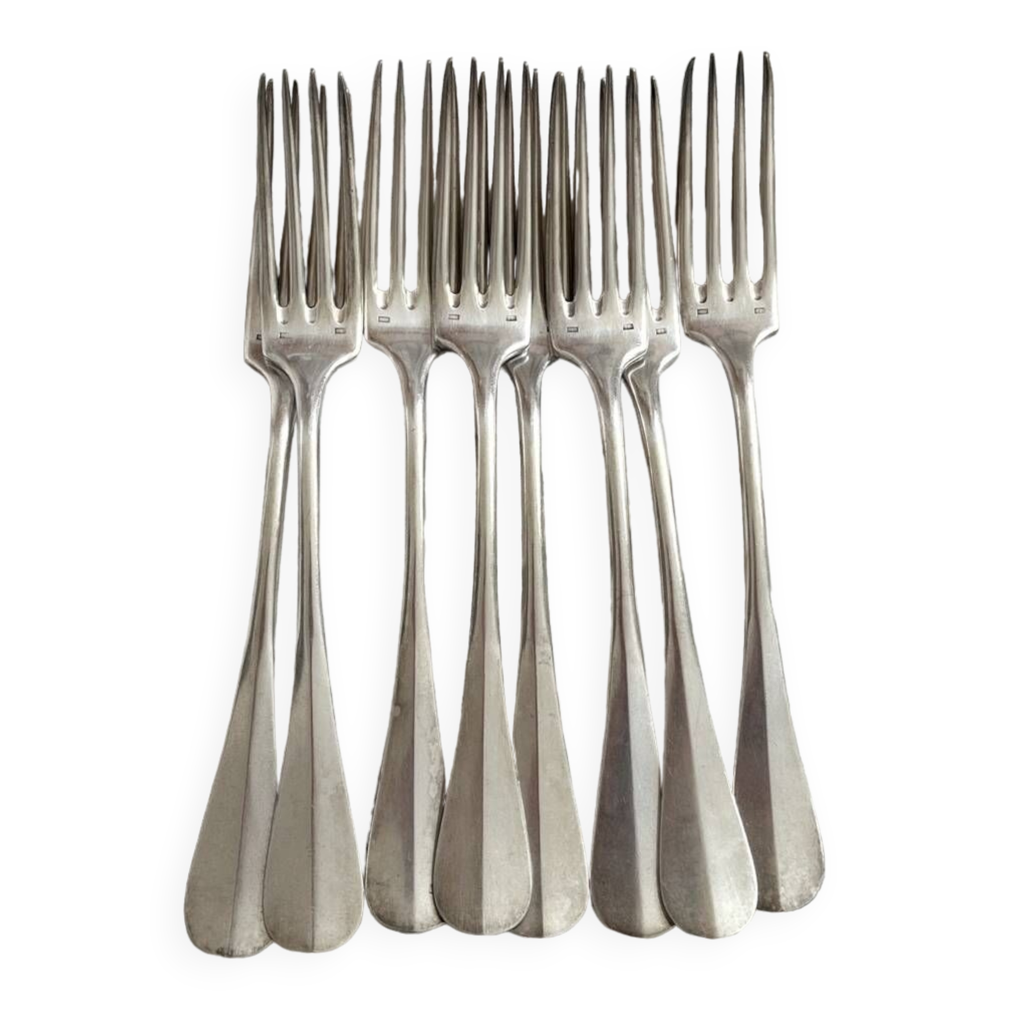 8 old silver-plated table forks