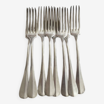 8 fourchettes de table anciennes en métal argenté