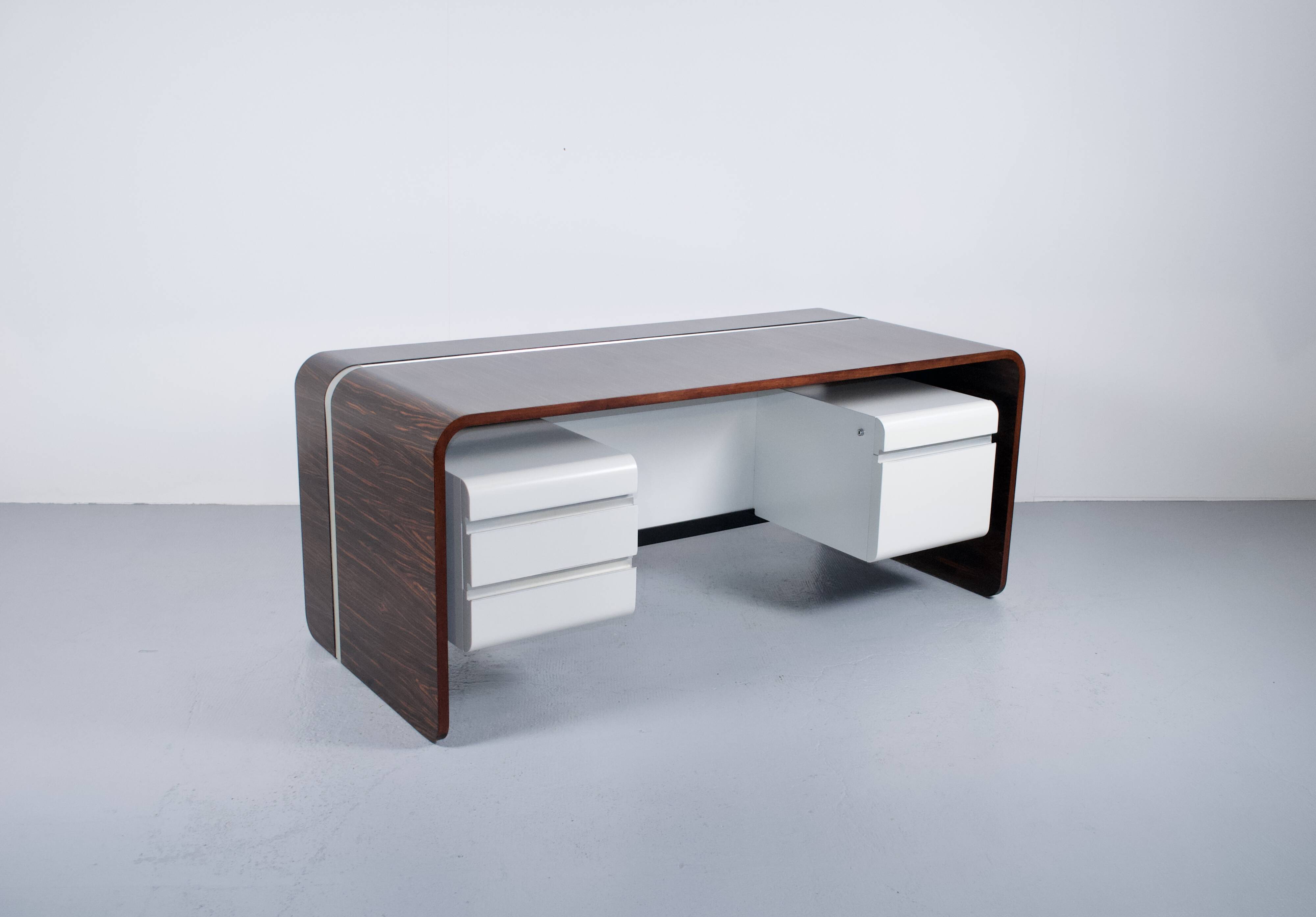 ROSEWOOD DESK MICHEL BOYER TFM EDITION 1970s ROTHSCHILD BANK