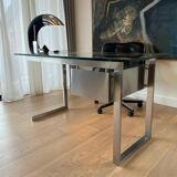 Bureau moderniste en inox de Paul Legeard pour Dom. 1970