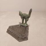 Enamelled advertising ashtray with a cat