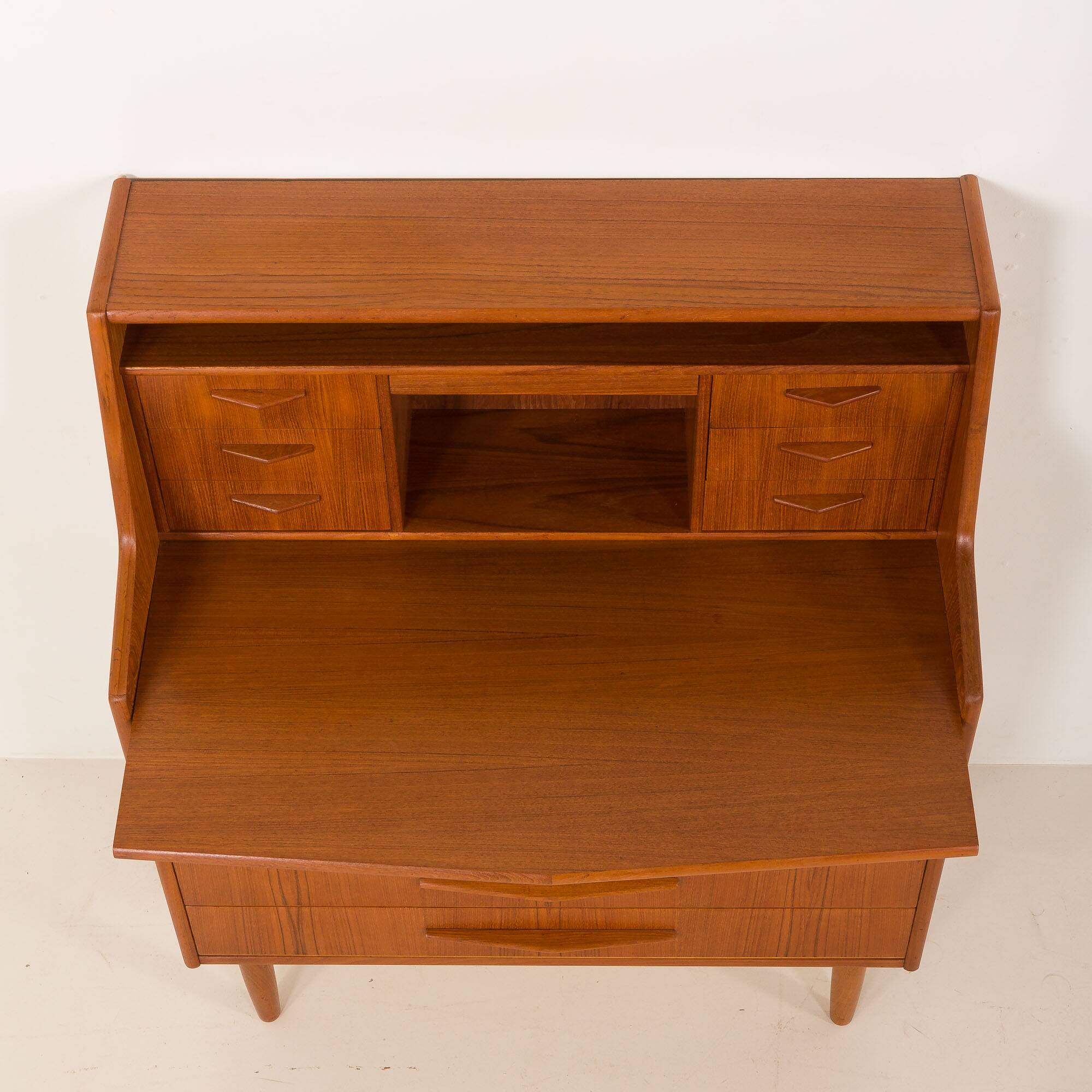 Danish teak mid century modern secretaire cabinet with a desk and vanity
