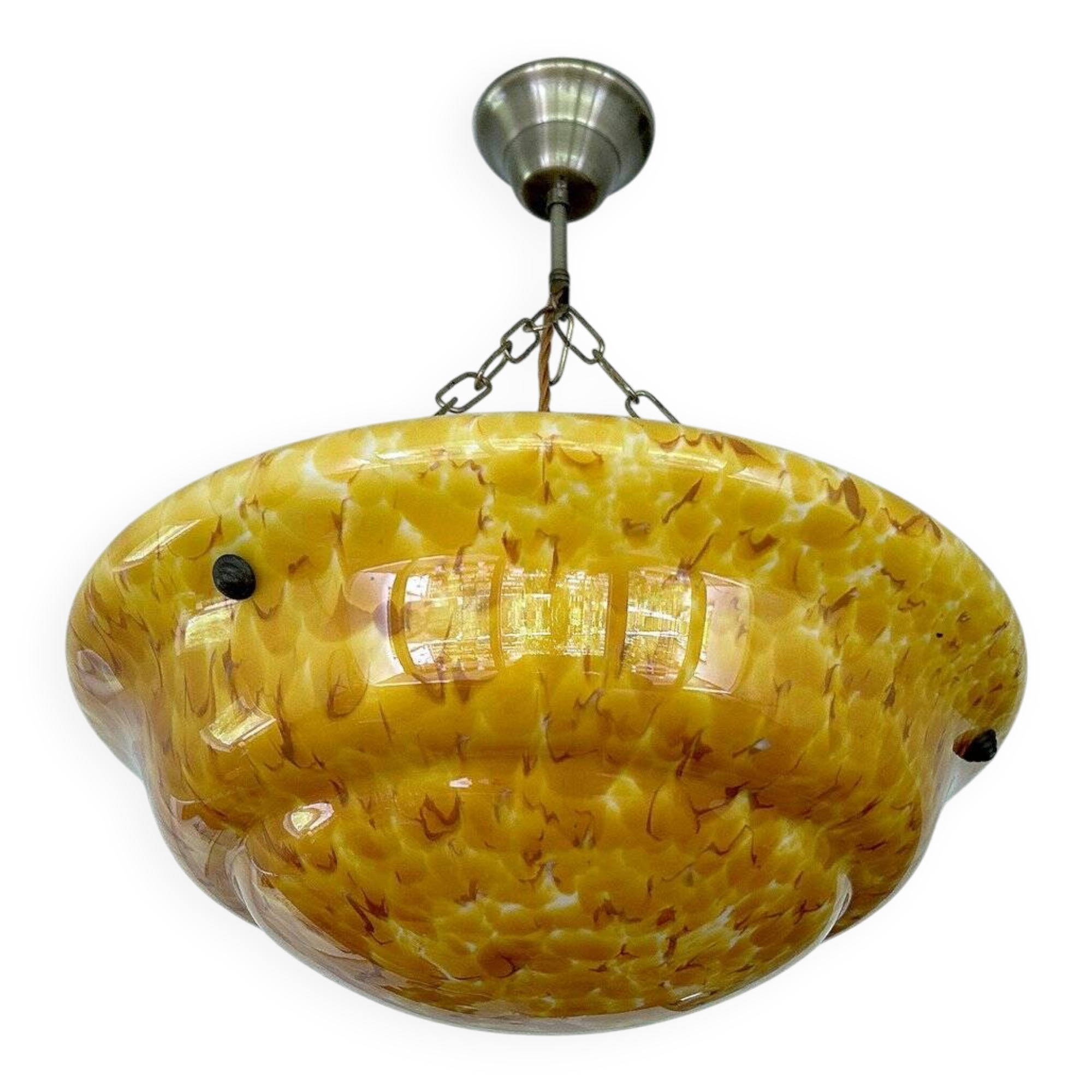 Art Deco amber glass pendant light, 1930s