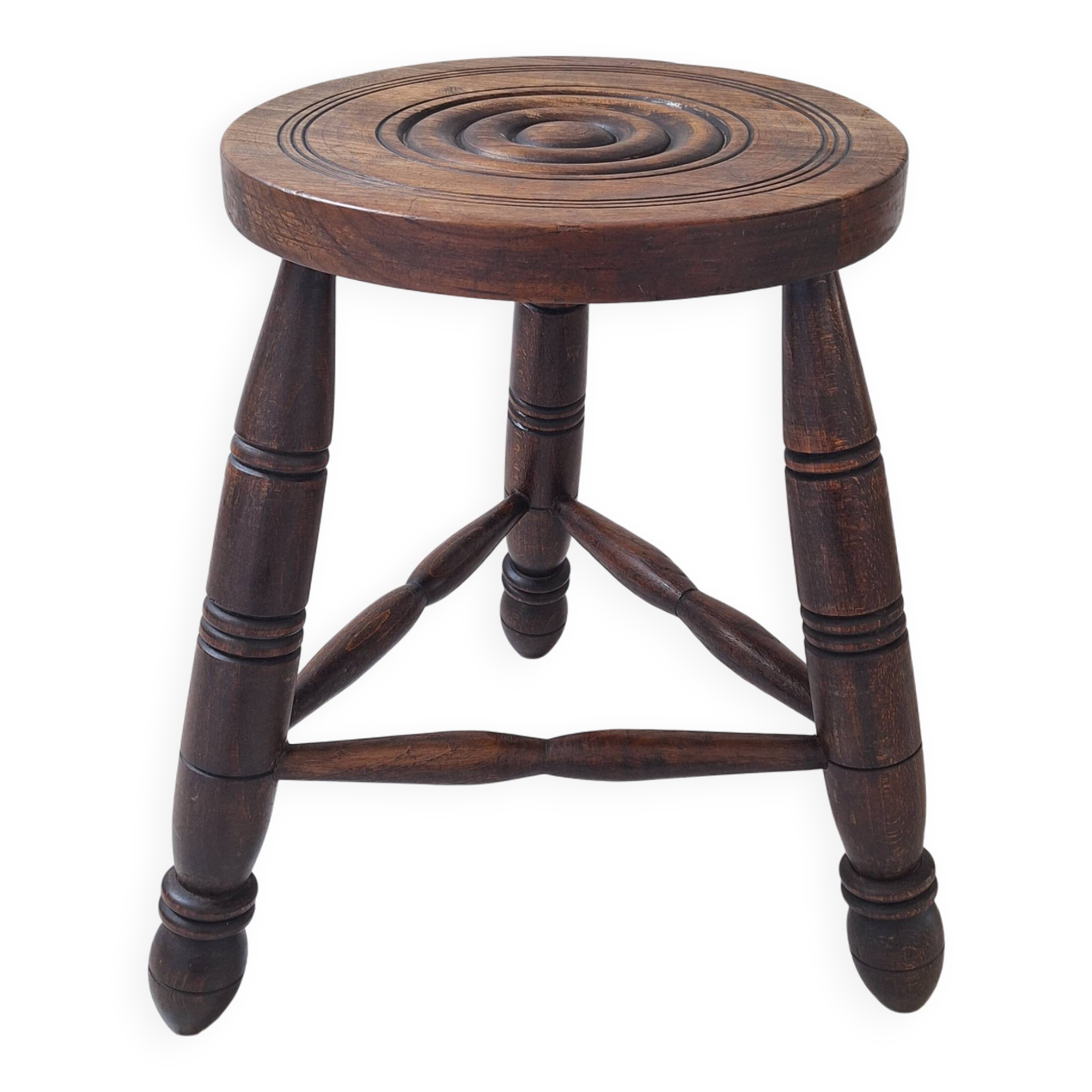 Tabouret tripode en bois massif