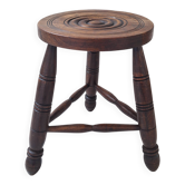 Tabouret tripode en bois massif