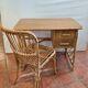 Vintage rattan desk with his chair