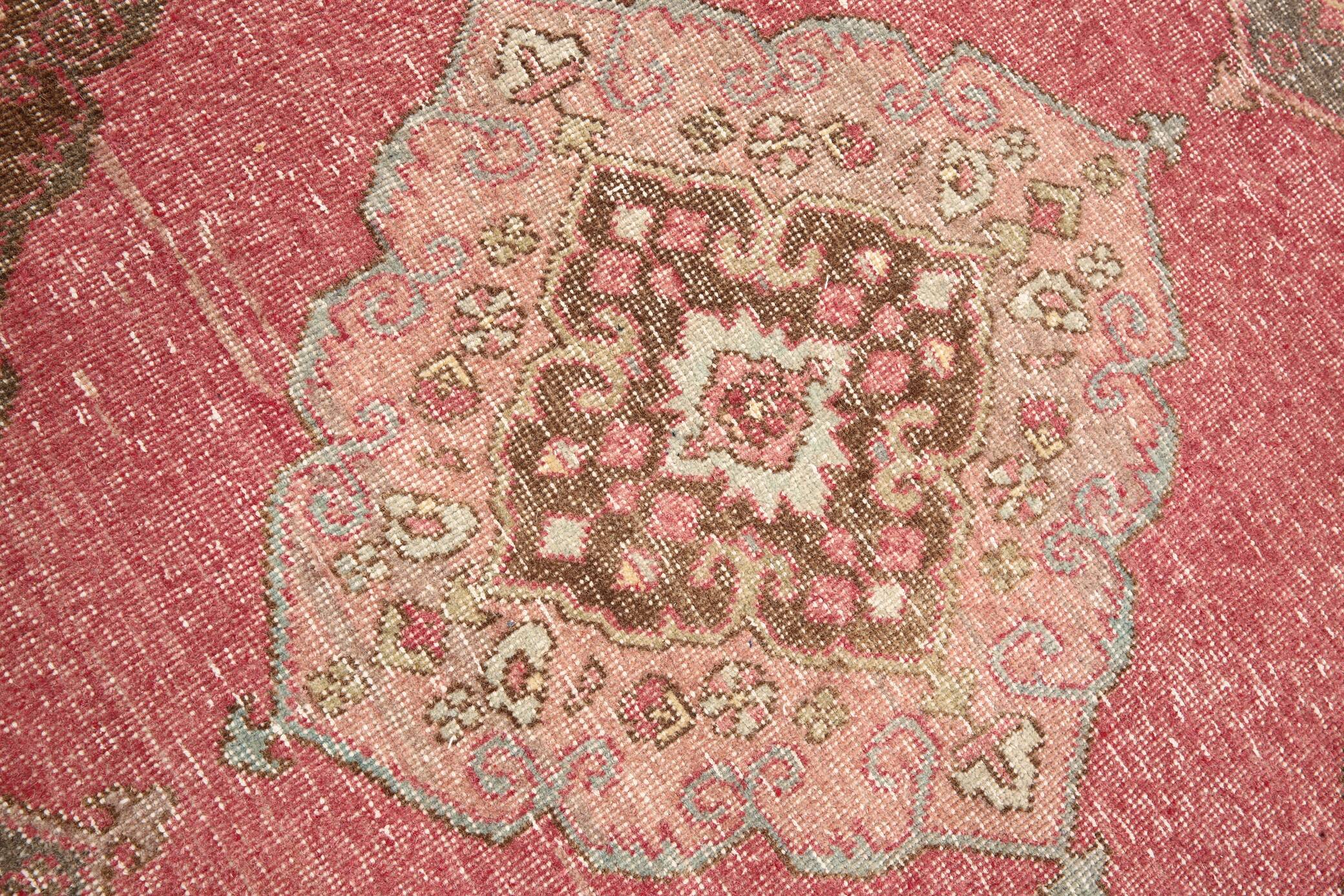 3x13 Red & Pink Vintage Runner Rug, 91x399Cm
