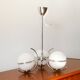 Suspension with 3 lights in opaline and chrome, Art Deco, 1940.