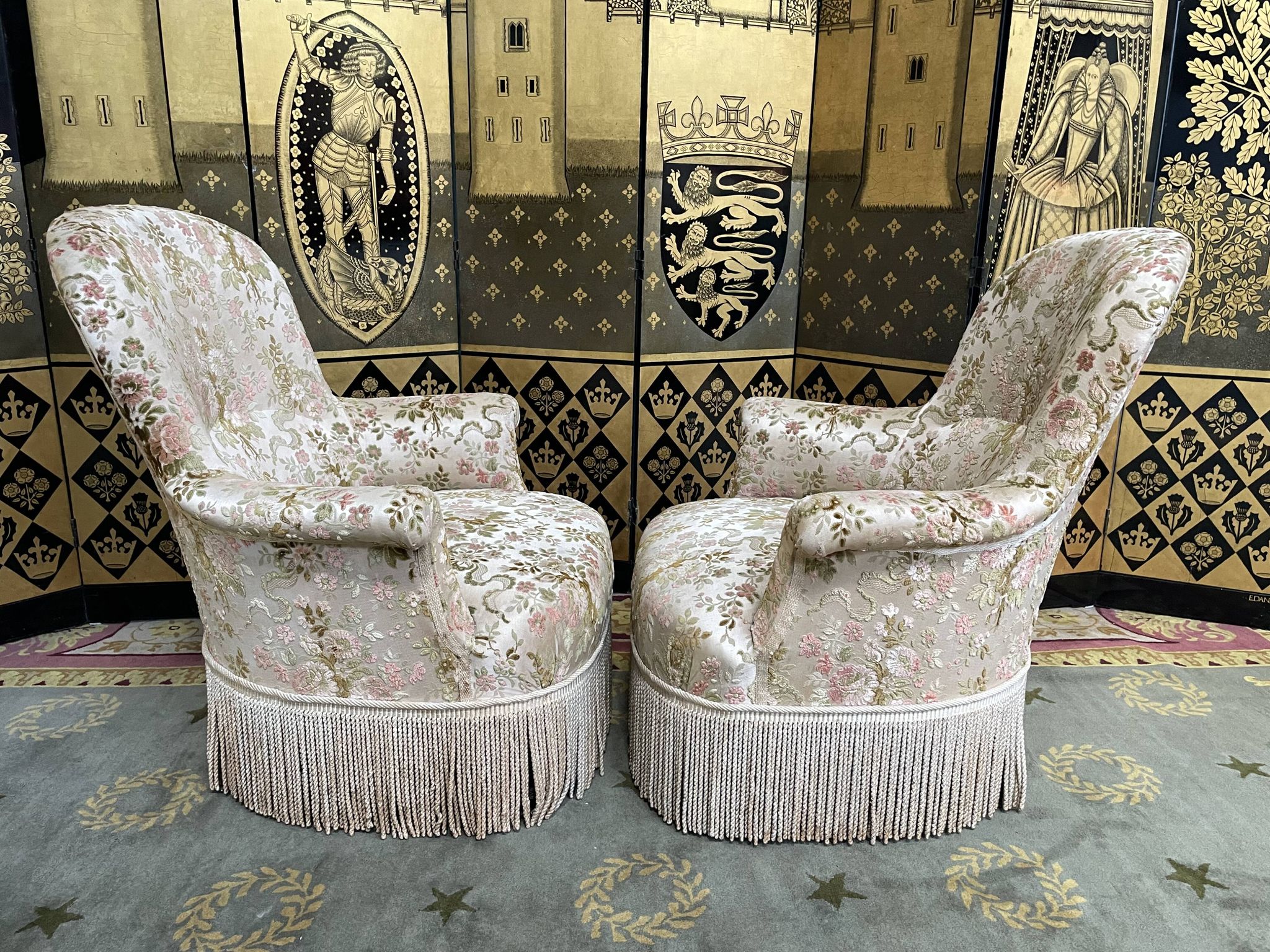 Paire de fauteuils chauffeuses Napoléon III