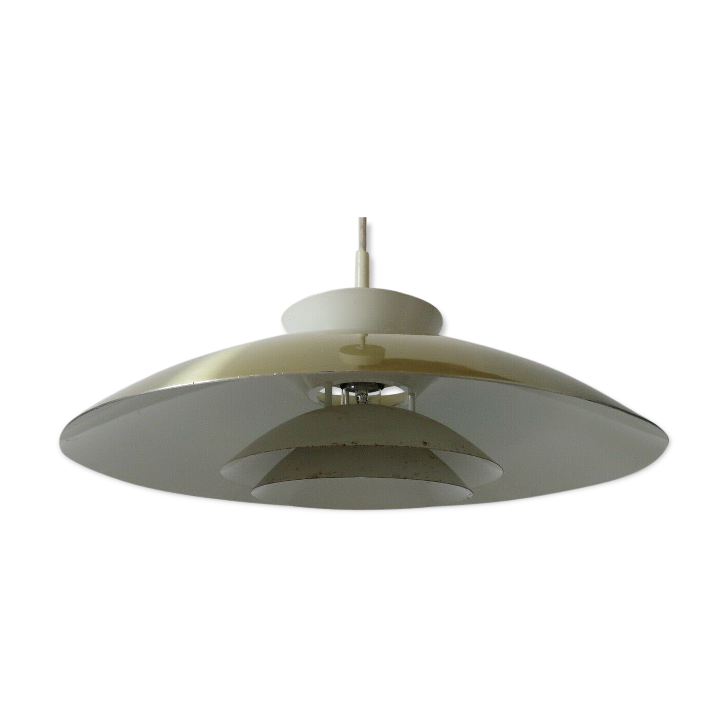 Suspension scandinave aluminium doré années 70