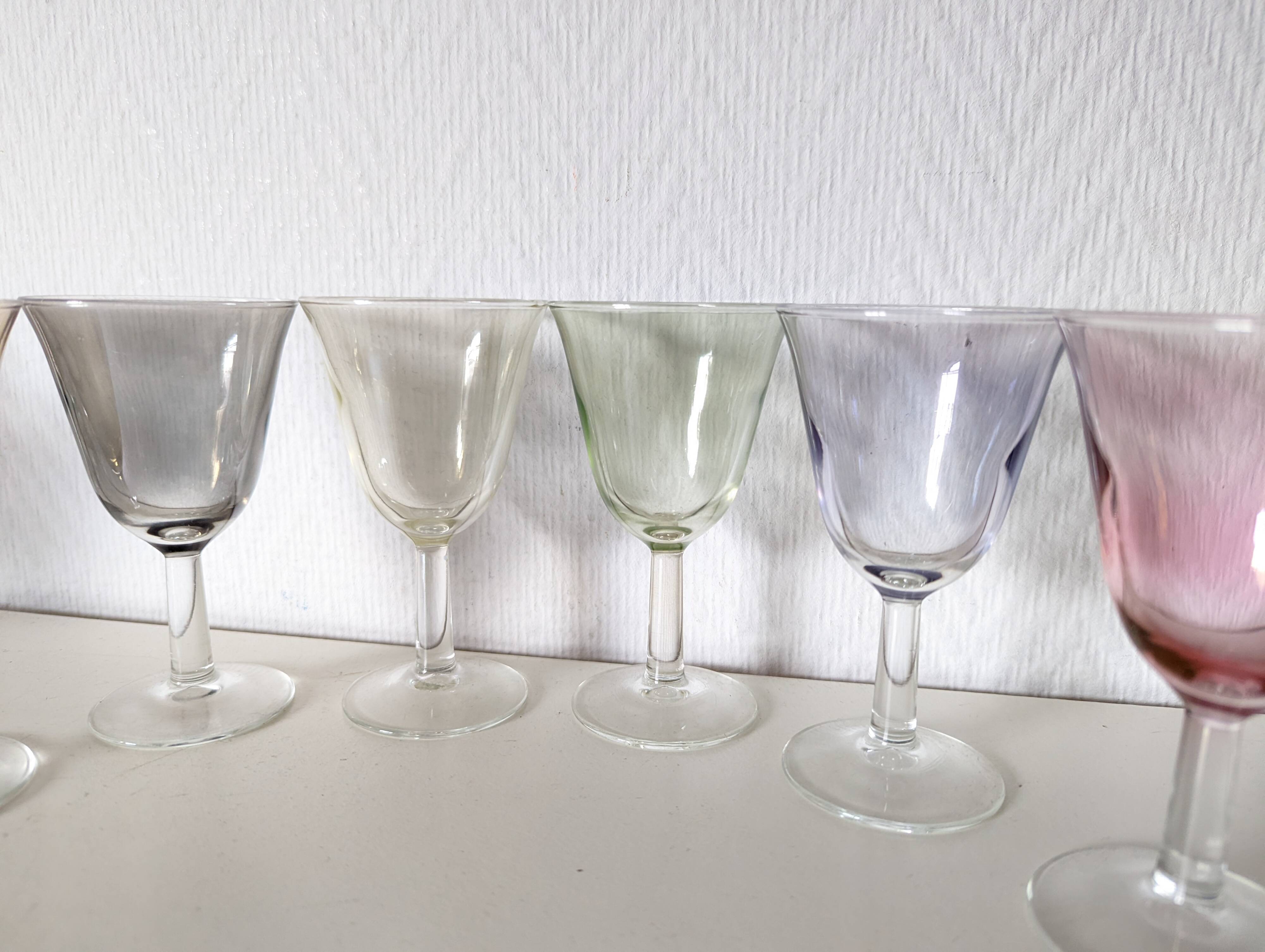 set of 6 glasses for cooked wine, multicolored pearly Arlequin digestif