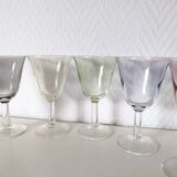 set of 6 glasses for cooked wine, multicolored pearly Arlequin digestif