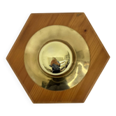 Lampe murale hexagonale vintage en bois de pin et laiton, années 1970