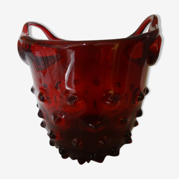 Italian glass basket vase