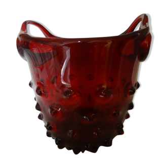 Italian glass basket vase