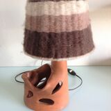 Ceramic lamp terracotta and lampshade wool 50/60