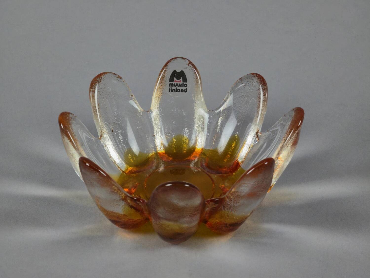 Vintage années 1970 Muurla « Tähti (Star) » Bougeoir en verre d’art.