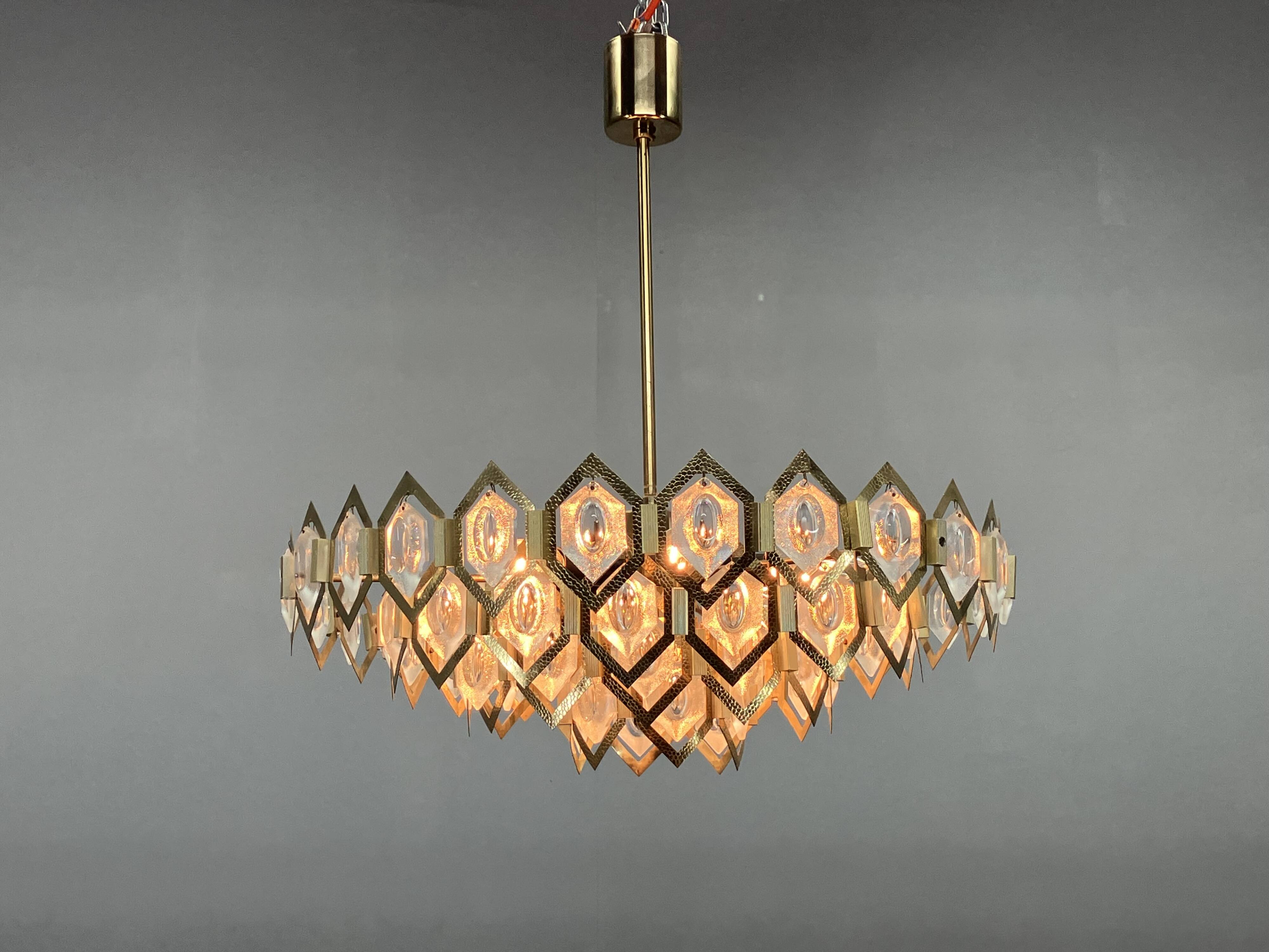 1960s Faceted Glass Chandelier by Jaroslav Bejvl for Kamenicky Senov