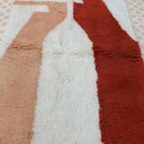 Modern Moroccan Berber rug white terracotta peach