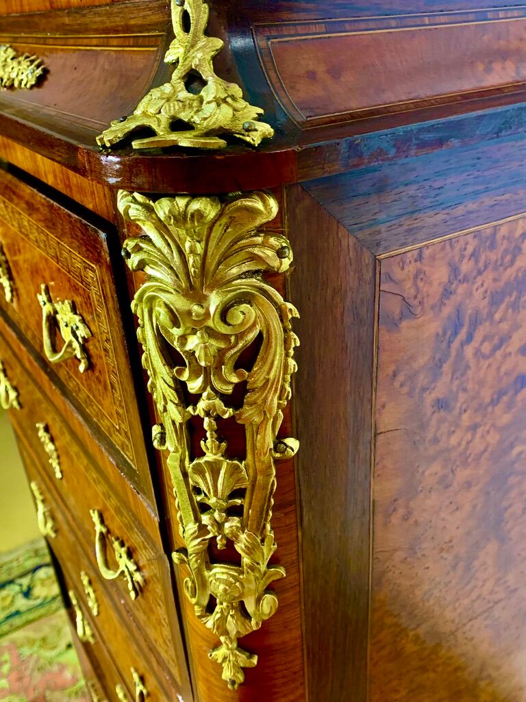 Secretary Napoleon in rosewood, violet wood and gilded bronzes.