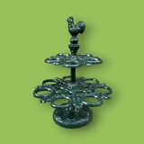 Antique egg display - enamelled cast iron rooster
