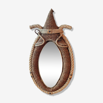 Miroir Forme collier cheval corde de chanvre