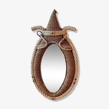 Mirror Shaped hemp rope horse necklace