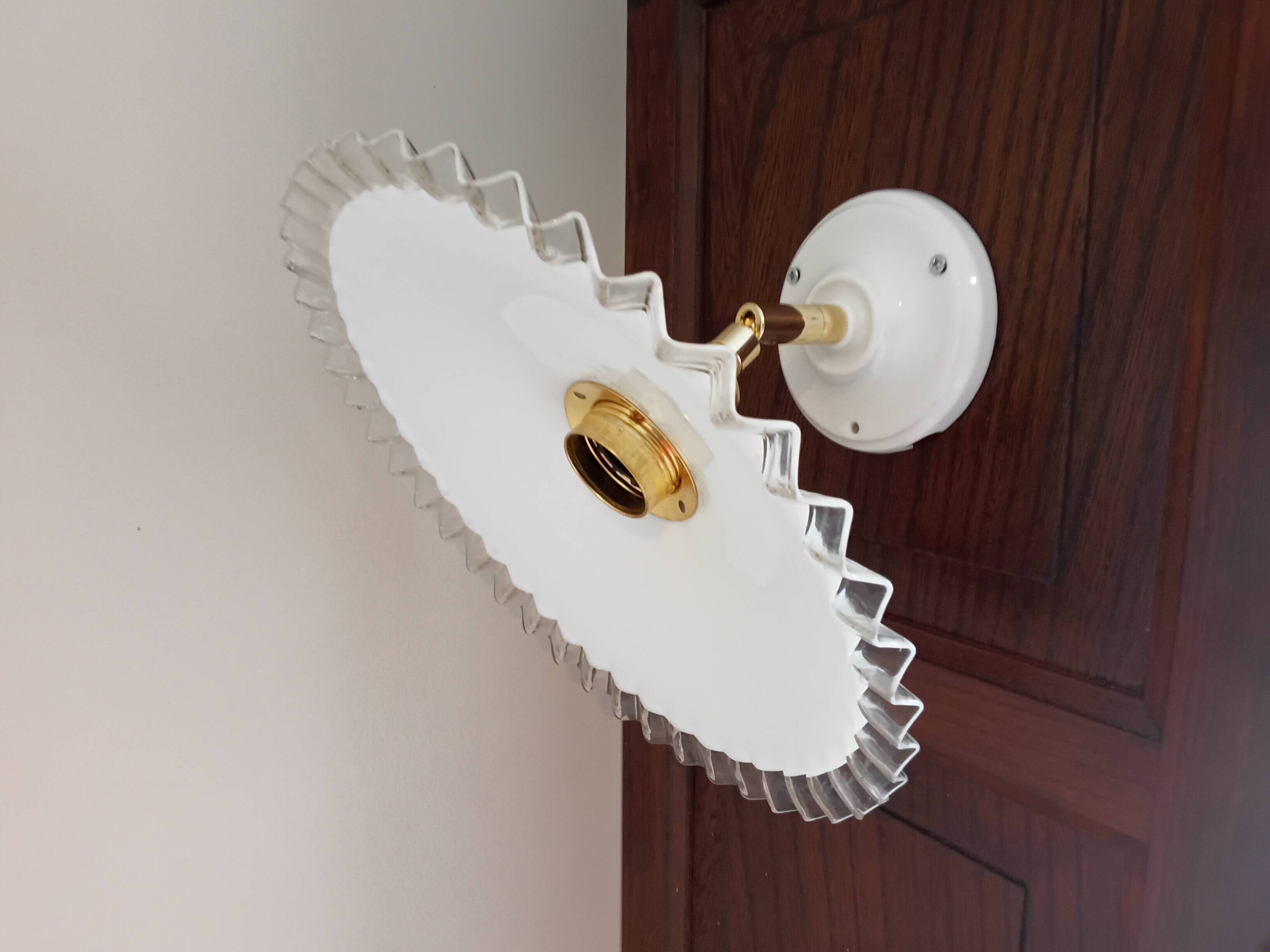Vintage white opaline wall light