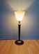 Large Art Deco Mazda lamp in wood, brass, and white opaline, 1930.