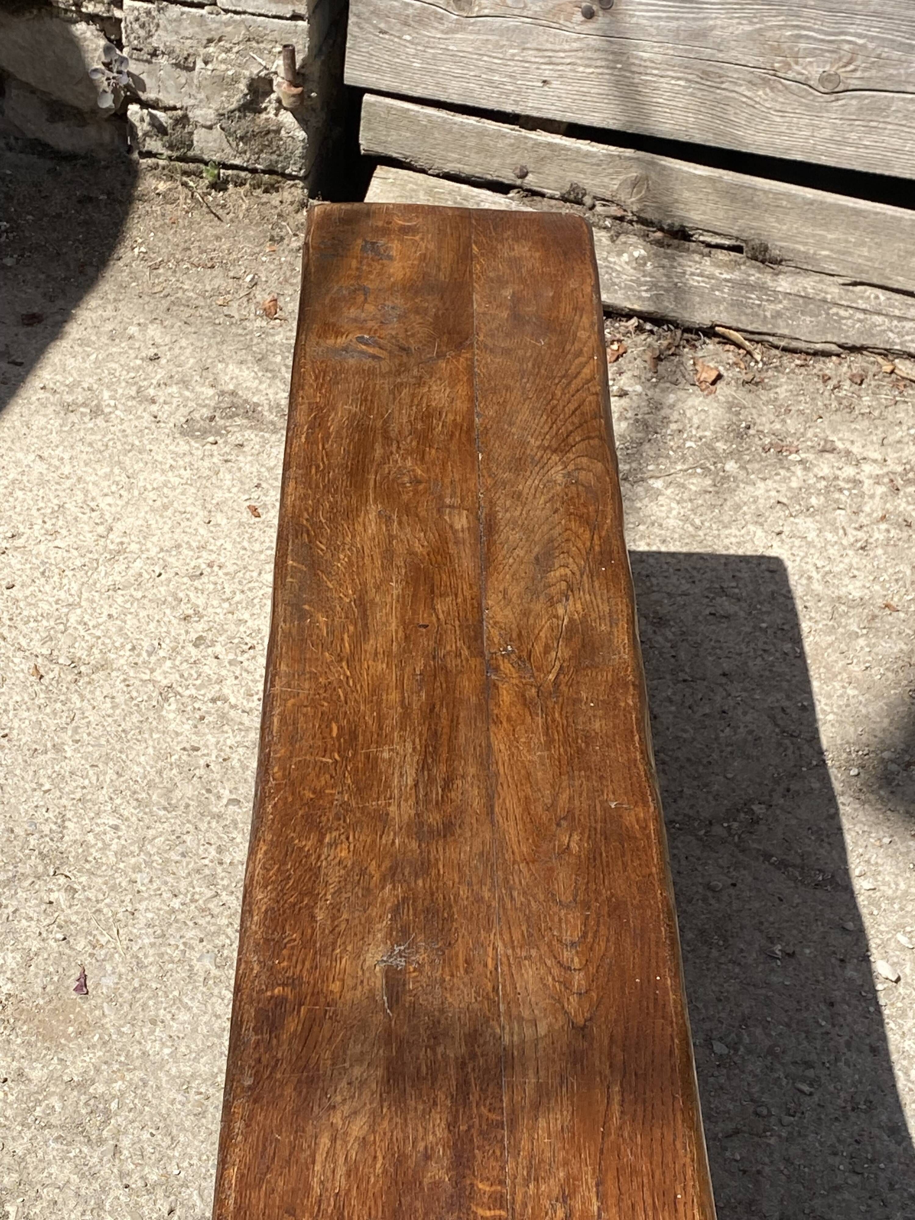 Solid oak farmhouse bench 140cm for rustic farmhouse table 1950