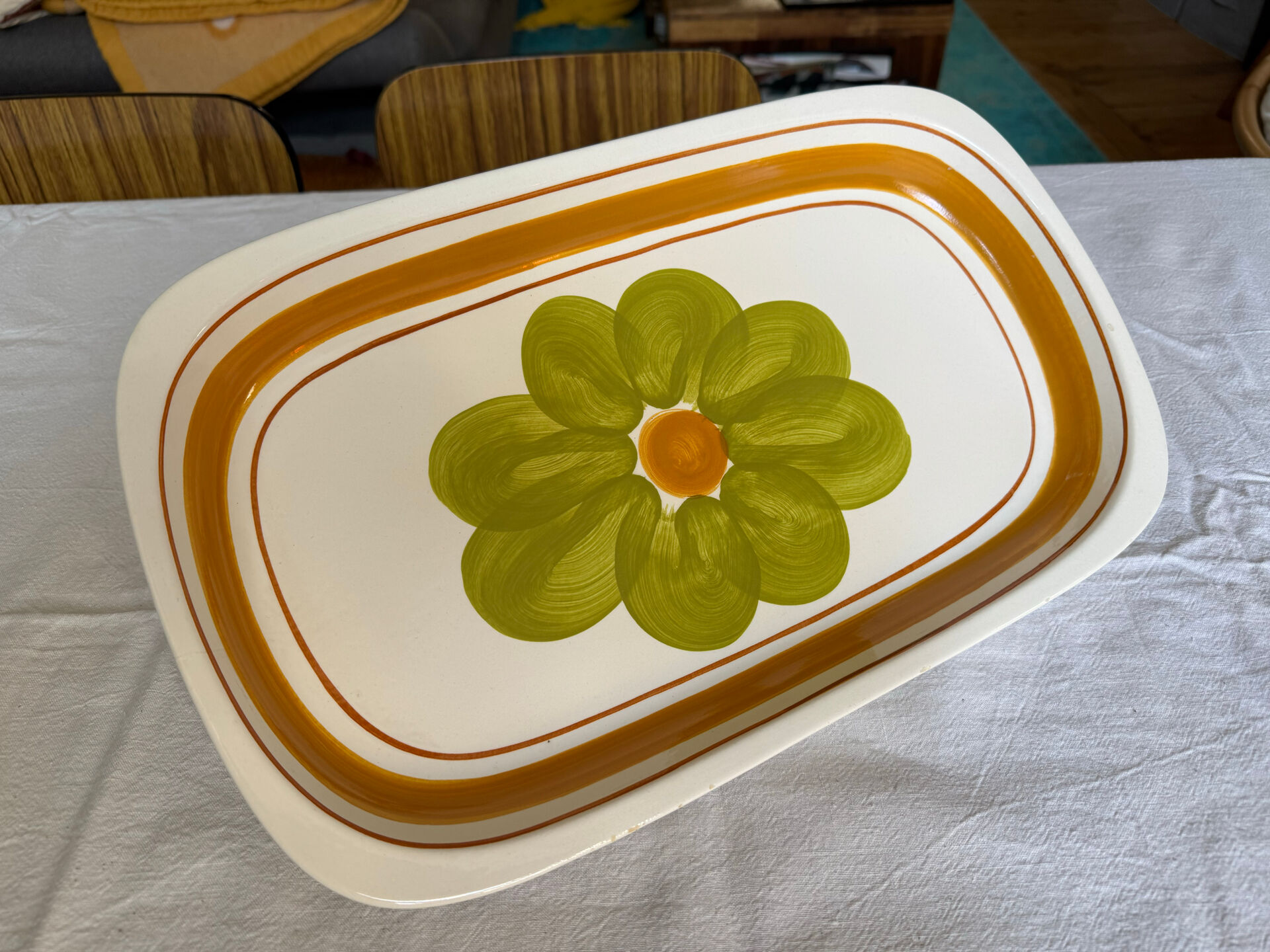 Plat vintage rectangular in earthenware model monaco by salins