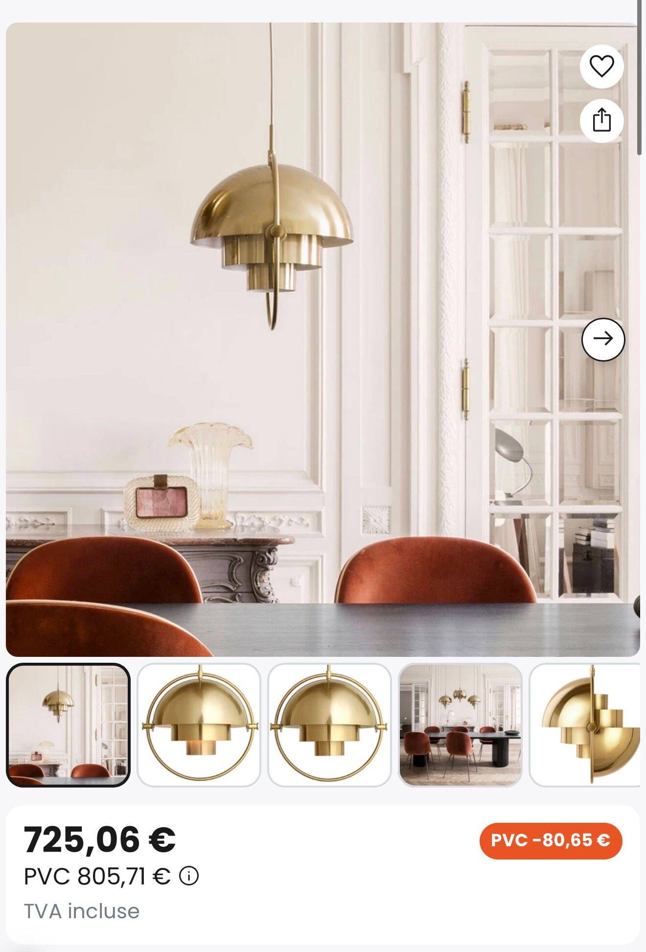 Set of 3 GUBI Multi-Lite pendants – Louis Weisdorf – Brushed brass