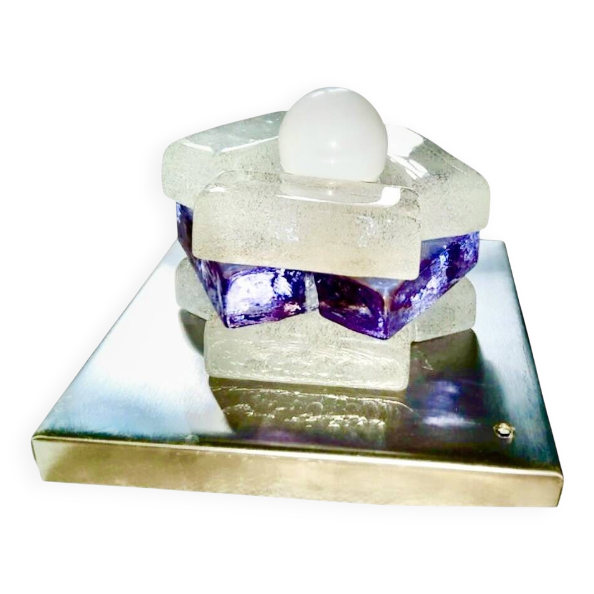 Albano Poli by Poliarte two-tone murano glass wall light, Italy 1970