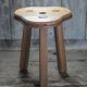 Tabouret vintage, tabouret bois, tabouret tripode , tabouret trilobé, porte