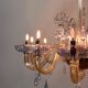Venetian chandelier in blue and amber Murano glass, 12 light arms, circa 1980.