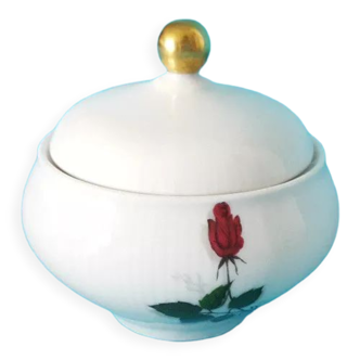 Sucrier en porcelaine Winterling Bavaria décor rose rouge