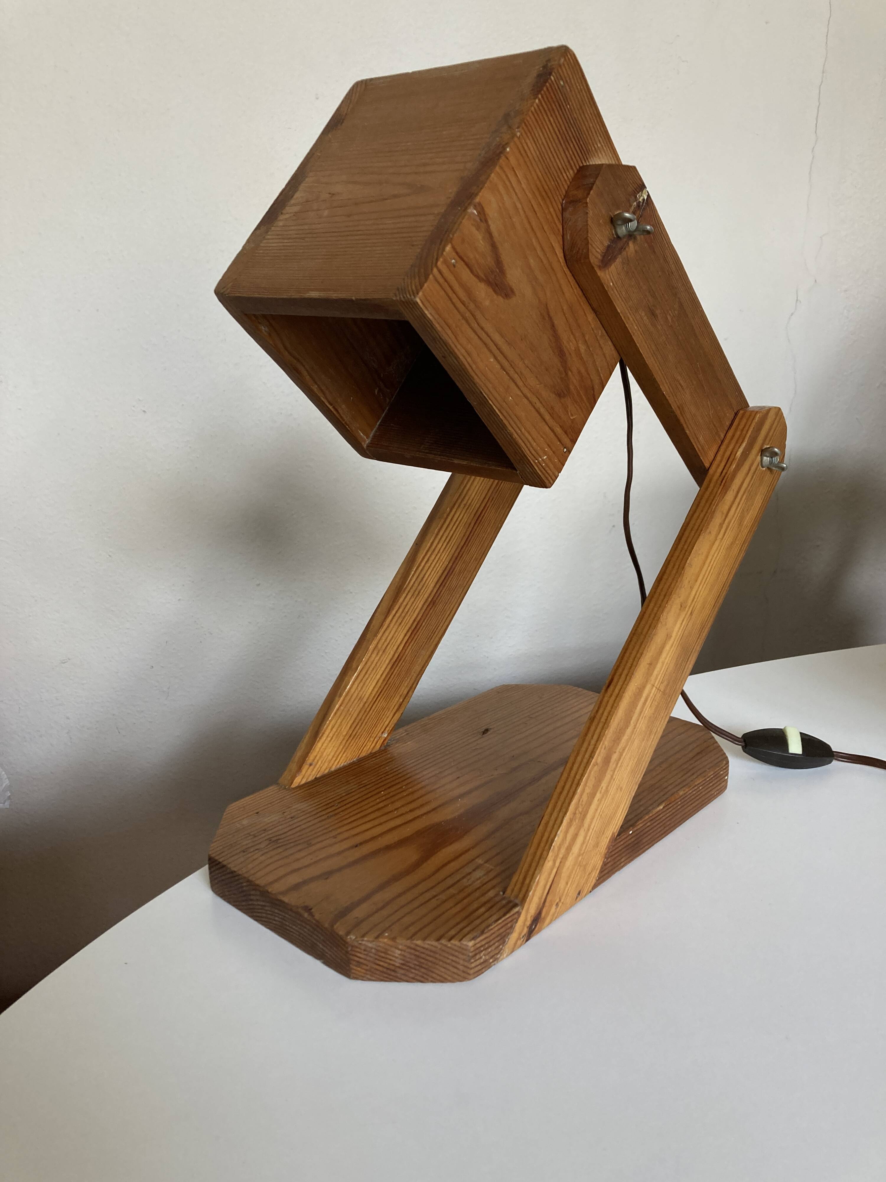 Articulated lamp in mountain chalet pine wood 1960