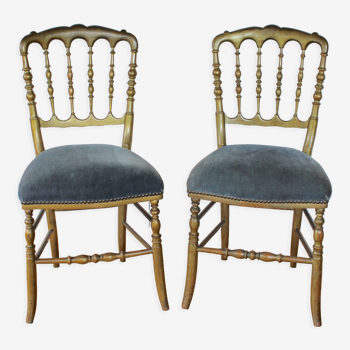 Paire de chaises dorées Napoléon III