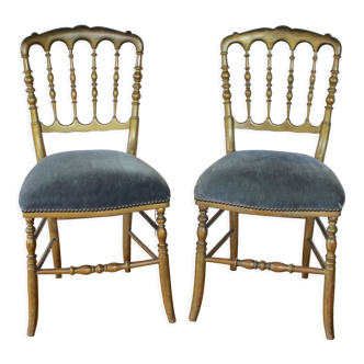 Pair of golden chairs Napoleon III