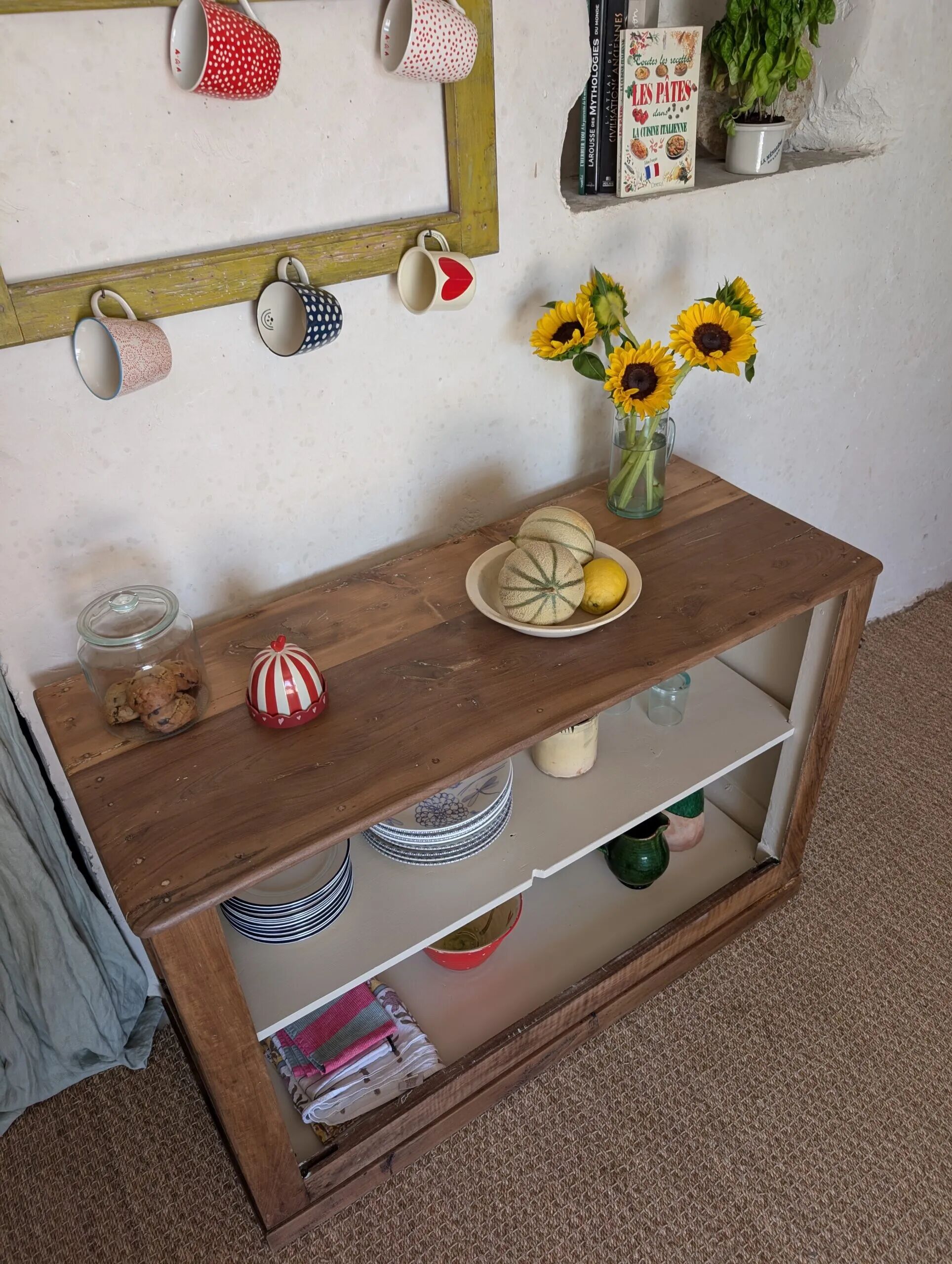 Antique walnut sideboard – Console, bathroom cabinet or kitchen sideboard